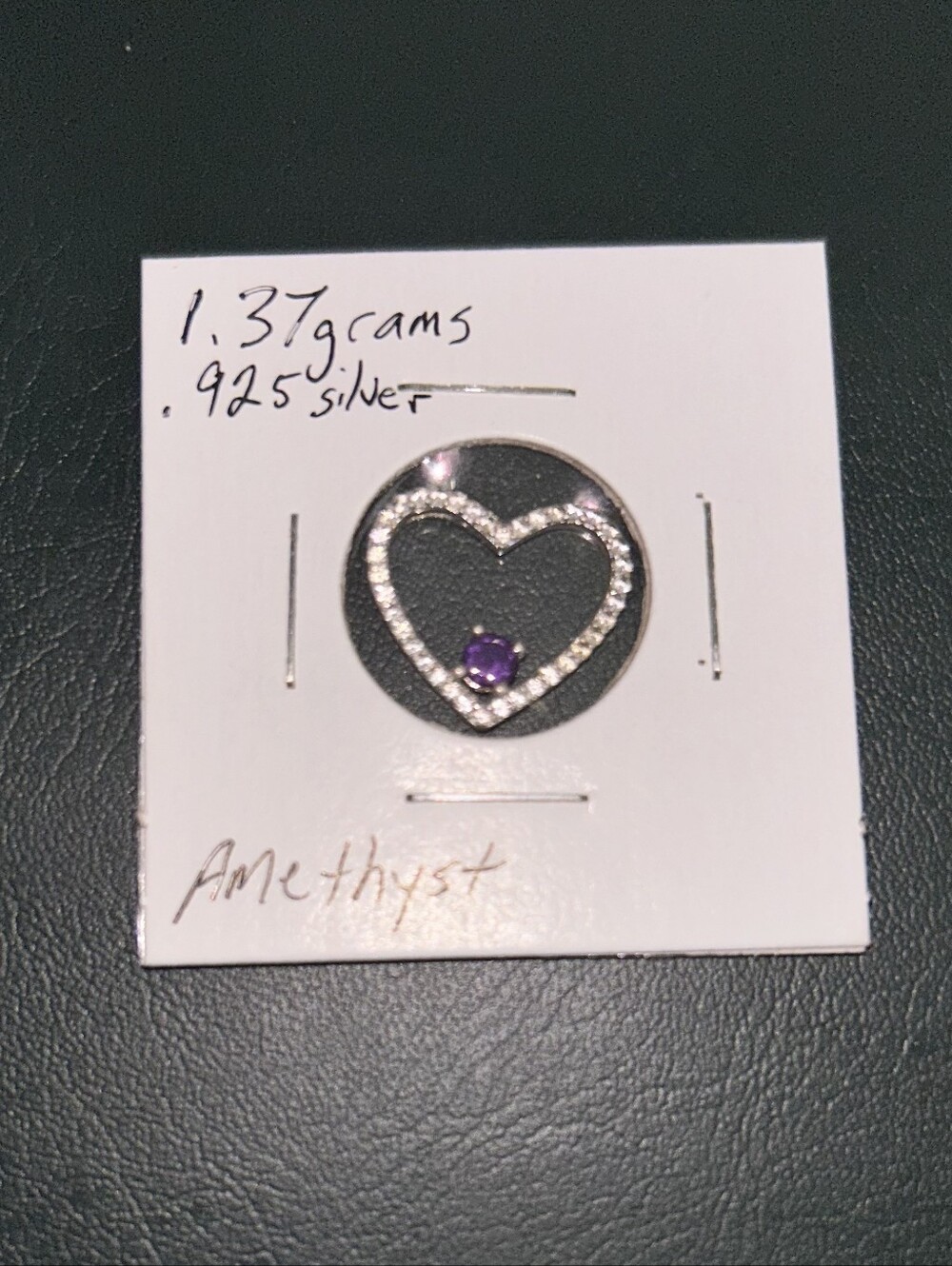 Sterling Silver Heart Pendant with Amethyst Accent - Purple & Silver